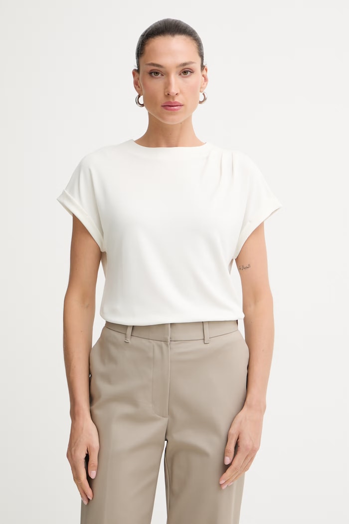 Calvin Klein T-shirt damski beżowy LV044G221G