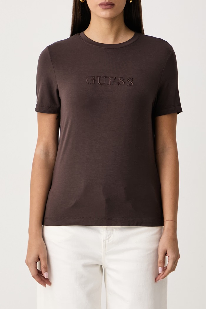 T-shirt damski z modalem MARIKA Guess O6GI00.KBF92 brązowy