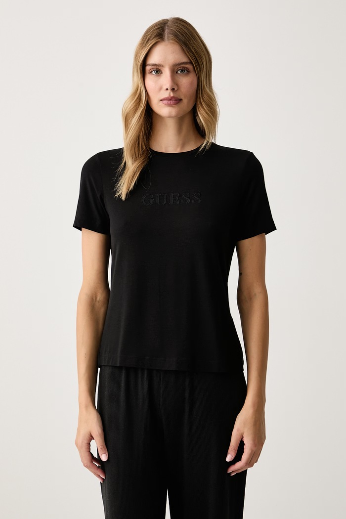 Guess T-shirt damski z modalem MARIKA czarny O6GI00.KBF92