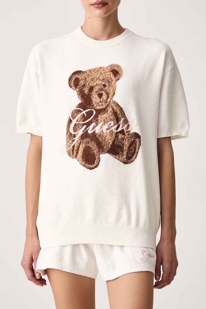T-shirt lounge damski ARIA Guess O6BR03.Z1145 beżowy