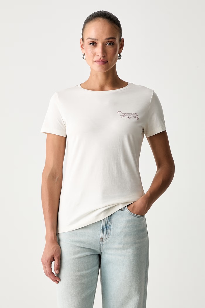 BOSS Orange T-shirt damski bawełniany C_Elove_5 beżowy 50566827