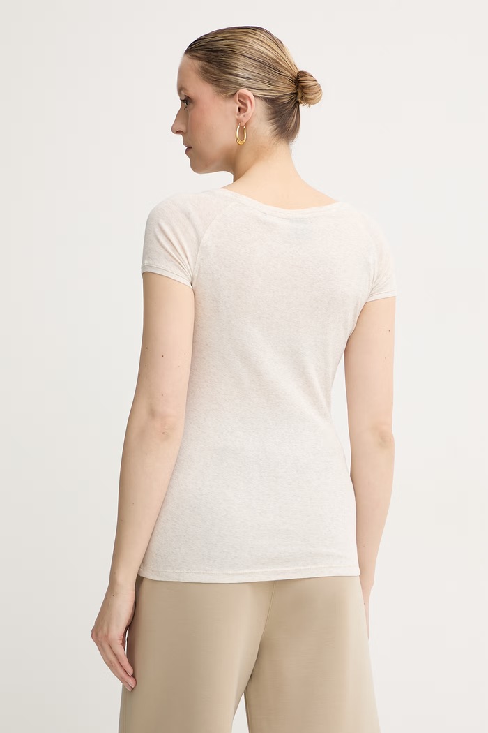 Îmbrăcăminte BOSS Orange tricou basic pentru femei, cu bumbac C_Espia_1 50565989 bej