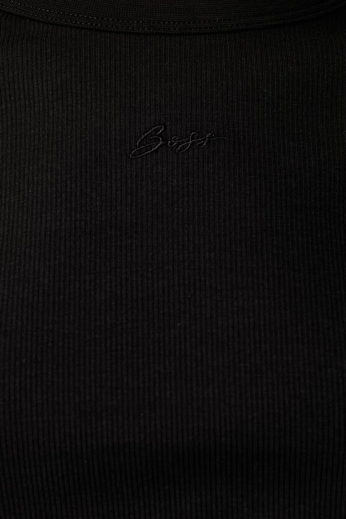 BOSS Orange t-shirt γυναικείο βαμβακερό με ελαστάν C_Ecute 50554675 μαύρο
