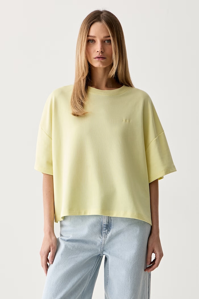 Gestuz T-shirt damski z bawełną GZgilsa żółty 10911431