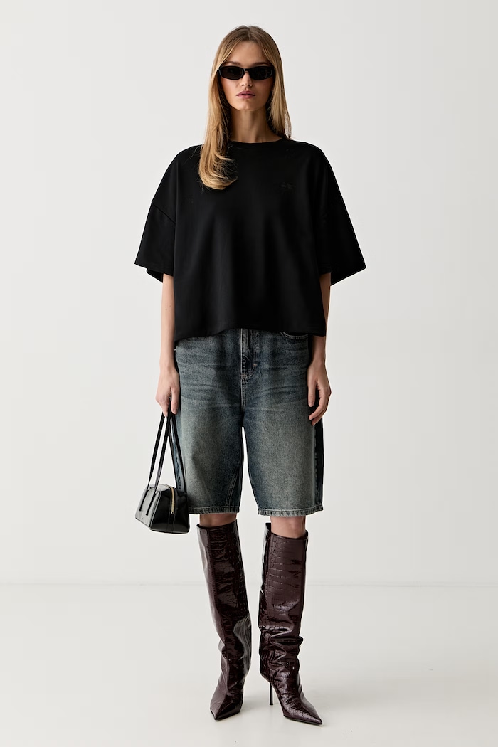 Gestuz T-shirt damski z bawełną GZgilsa 10911431 czarny AW26