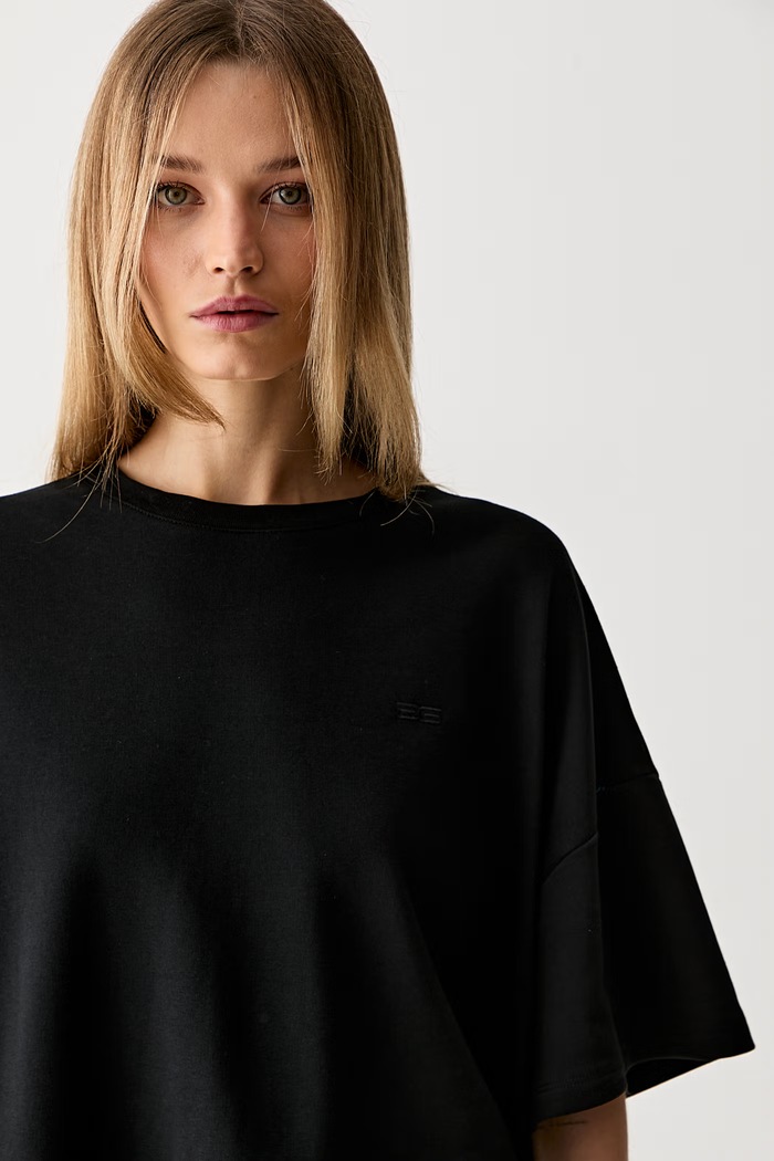 Gestuz T-shirt damski z bawełną GZgilsa czarny 10911431