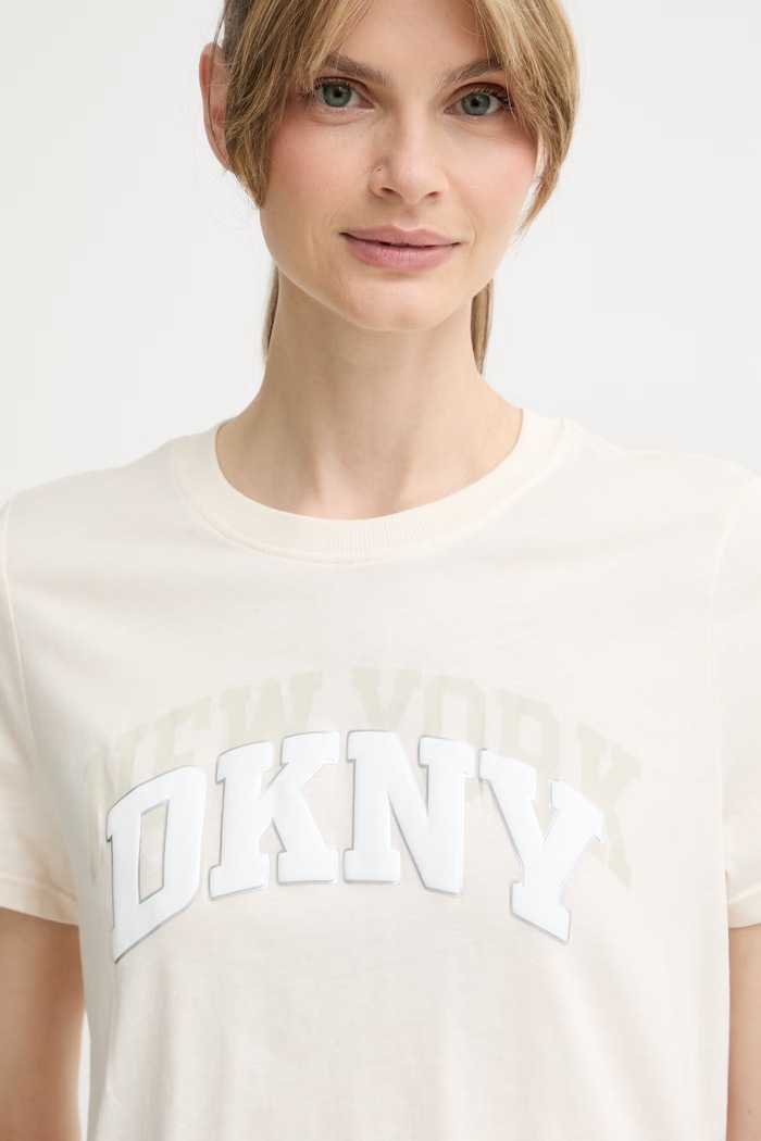 DKNY T-shirt damski bawełniany beżowy DP6T1733