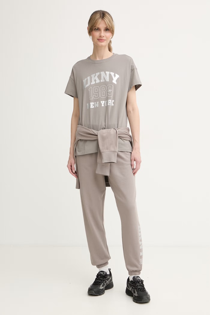 DKNY T-shirt damski bawełniany DP6T1580 beżowy AW26