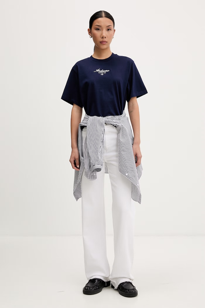 HUGO T-shirt damski bawełniany Vintage Tee_25 50573326 granatowy AW26