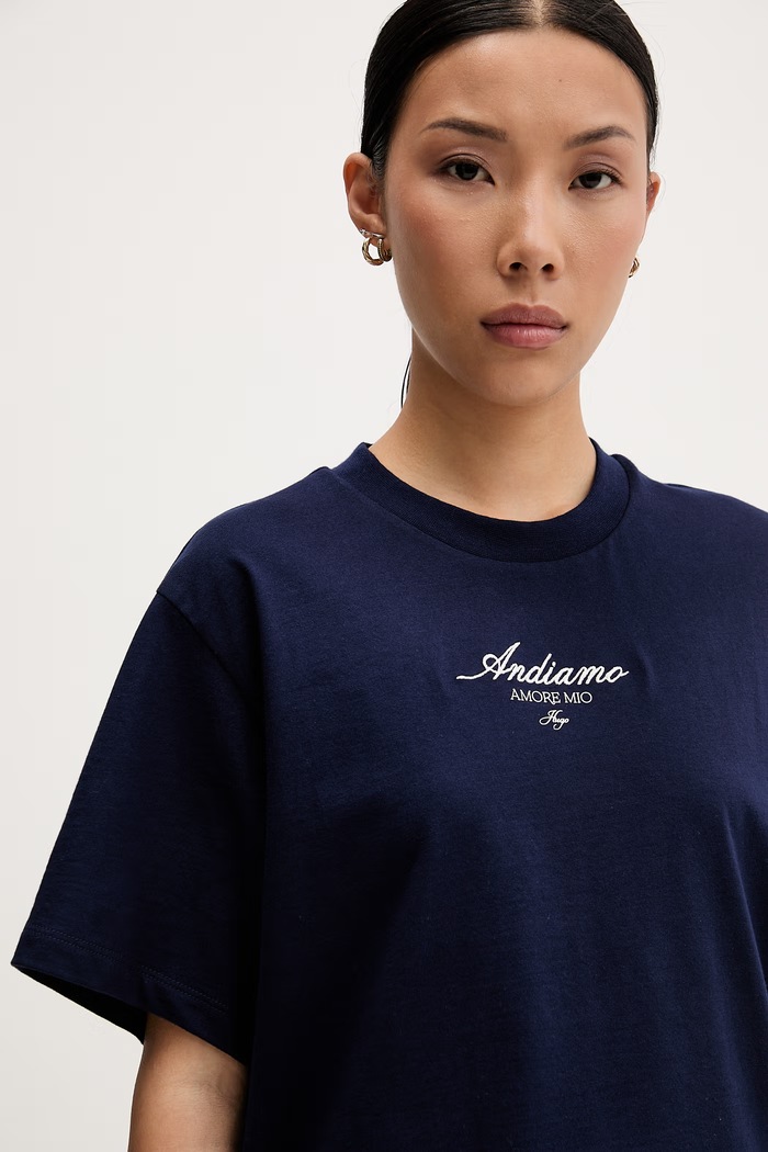 HUGO T-shirt damski bawełniany Vintage Tee_25 granatowy 50573326