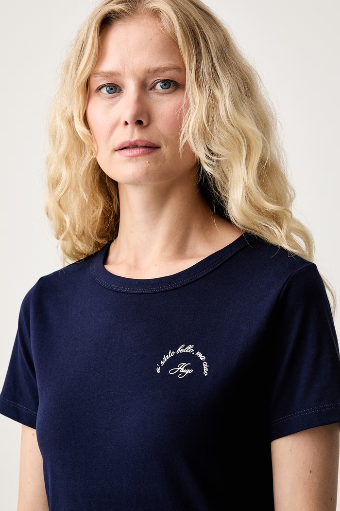 HUGO T-shirt damski bawełniany Deloris_5 granatowy 50571074