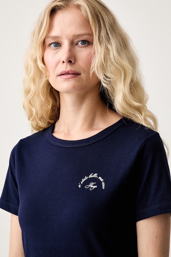 HUGO T-shirt damski bawełniany Deloris_5 granatowy 50571074