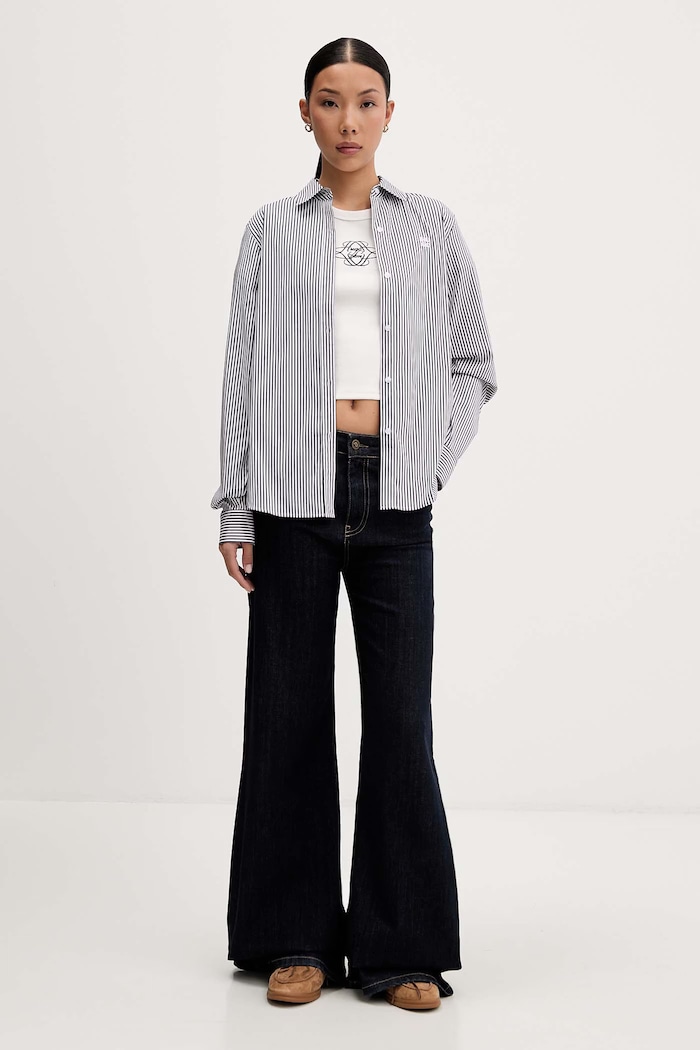 HUGO crop top damski z bawełną Delanor_4 50570857 beżowy AW26