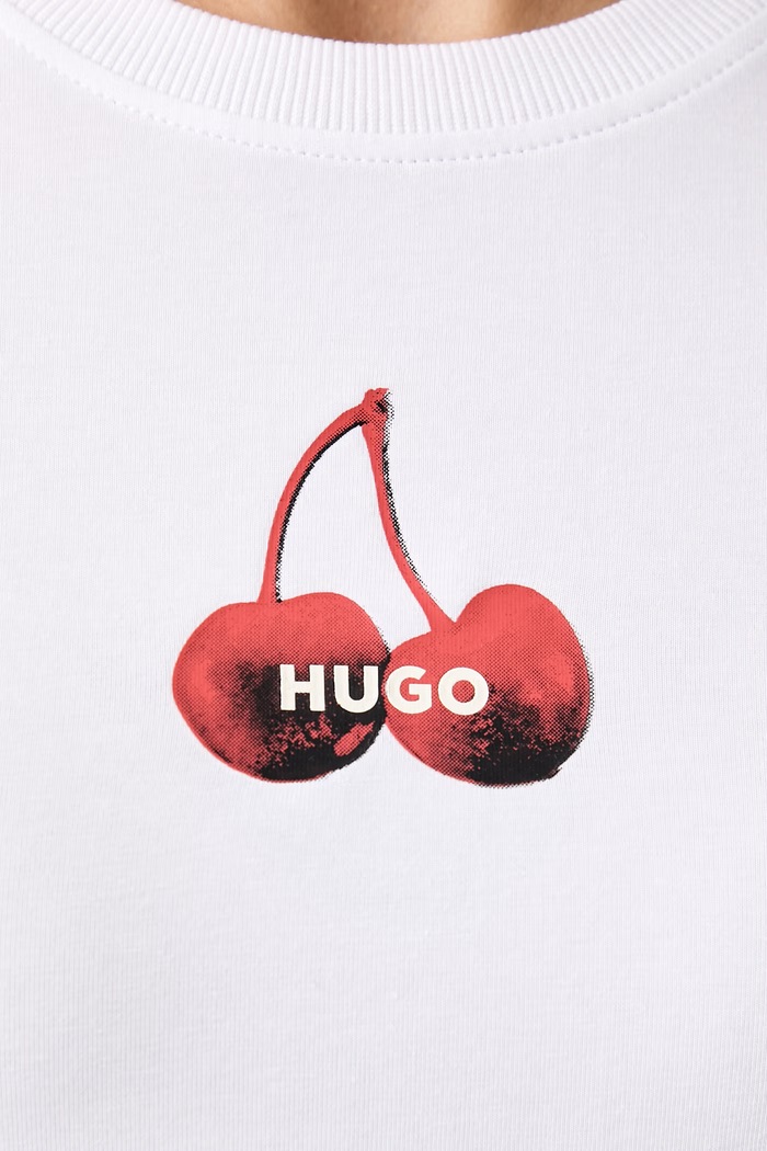HUGO Blue tričko dámské bavlněné s elastanem 90's Tee_B_1 50572624 bílá