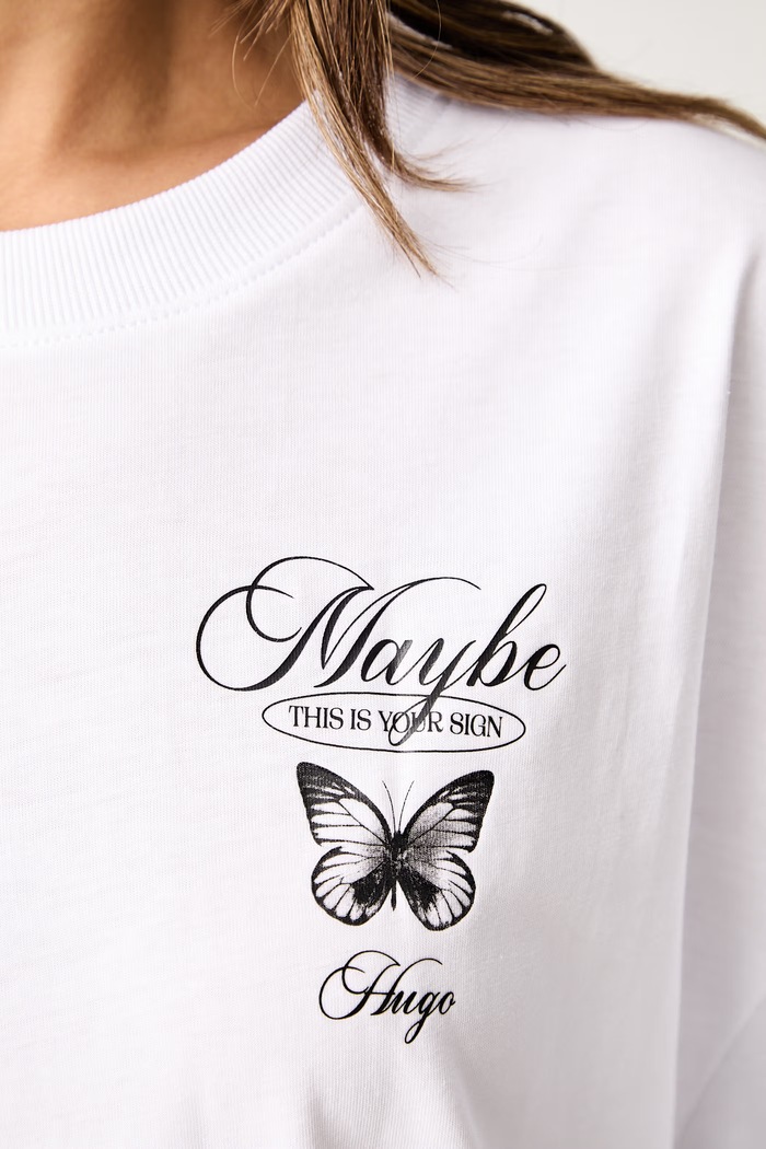 HUGO Blue kratka majica ženska bombažna Oversized Tee_B_15 50566578 bela
