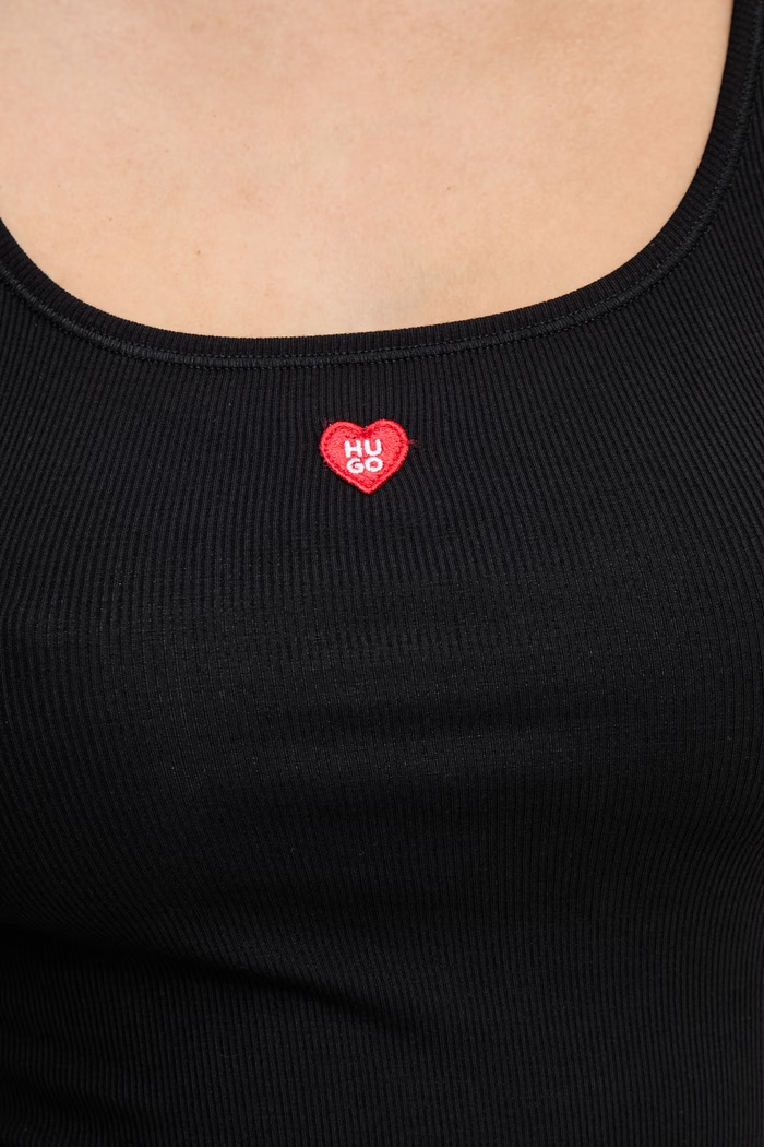 HUGO top loungewear pentru femei din modal HUGO HEART VEST negru 50566824