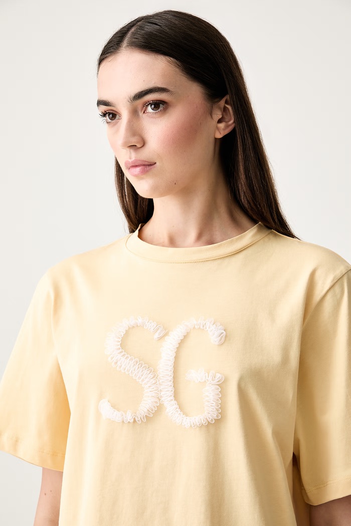 Stine Goya T-shirt damski bawełniany żółty SG.PF26.T009.2243E