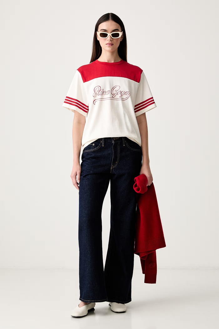 Stine Goya T-shirt damski bawełniany SG.PF26.T009.2243 beżowy AW26