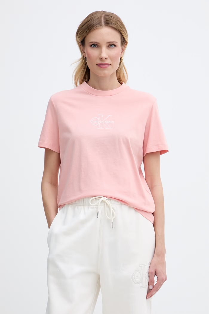 Calvin Klein Jeans тениска дамска памучна розов LV047G831G