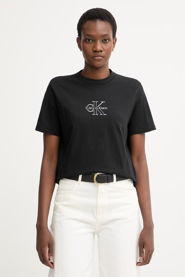 Calvin Klein Jeans тениска дамска от памук черен LV047G831G