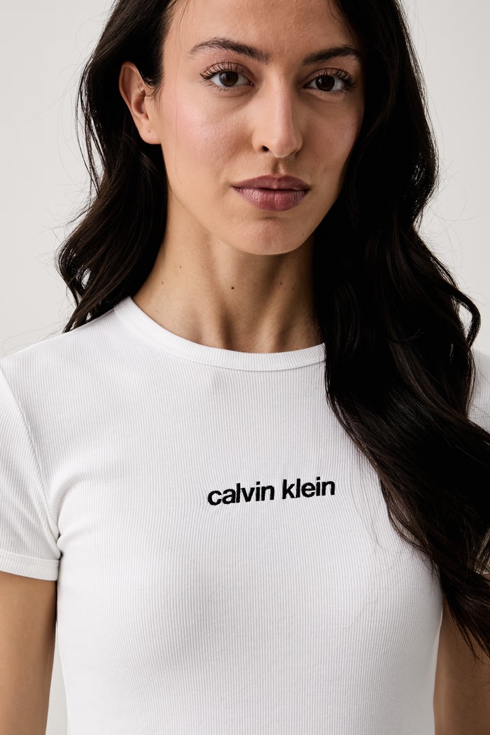 Calvin Klein Jeans majica za žene od pamuka s elastanom bijela LV047G816G