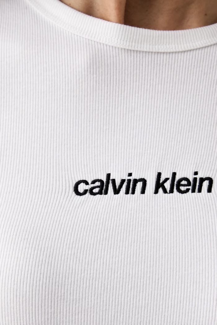 Calvin Klein Jeans majica za žene od pamuka s elastanom LV047G816G bijela