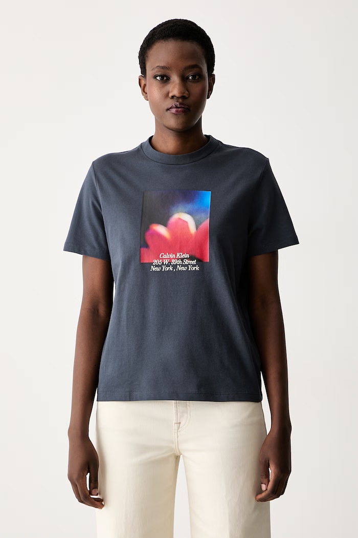 Calvin Klein Jeans T-shirt damski bawełniany niebieski LV047G813G
