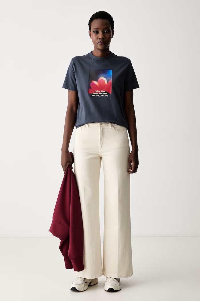 Calvin Klein Jeans T-shirt damski bawełniany LV047G813G niebieski AW26