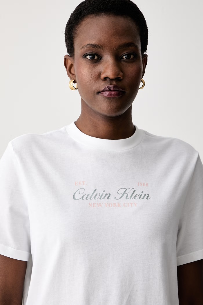 Calvin Klein Jeans kratka majica ženska bombažna bela LV047G804G