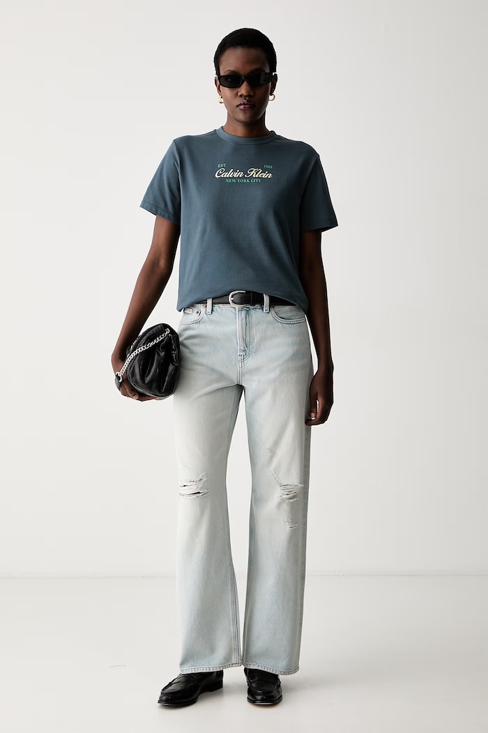 Calvin Klein Jeans T-shirt damski bawełniany LV047G804G niebieski AW26
