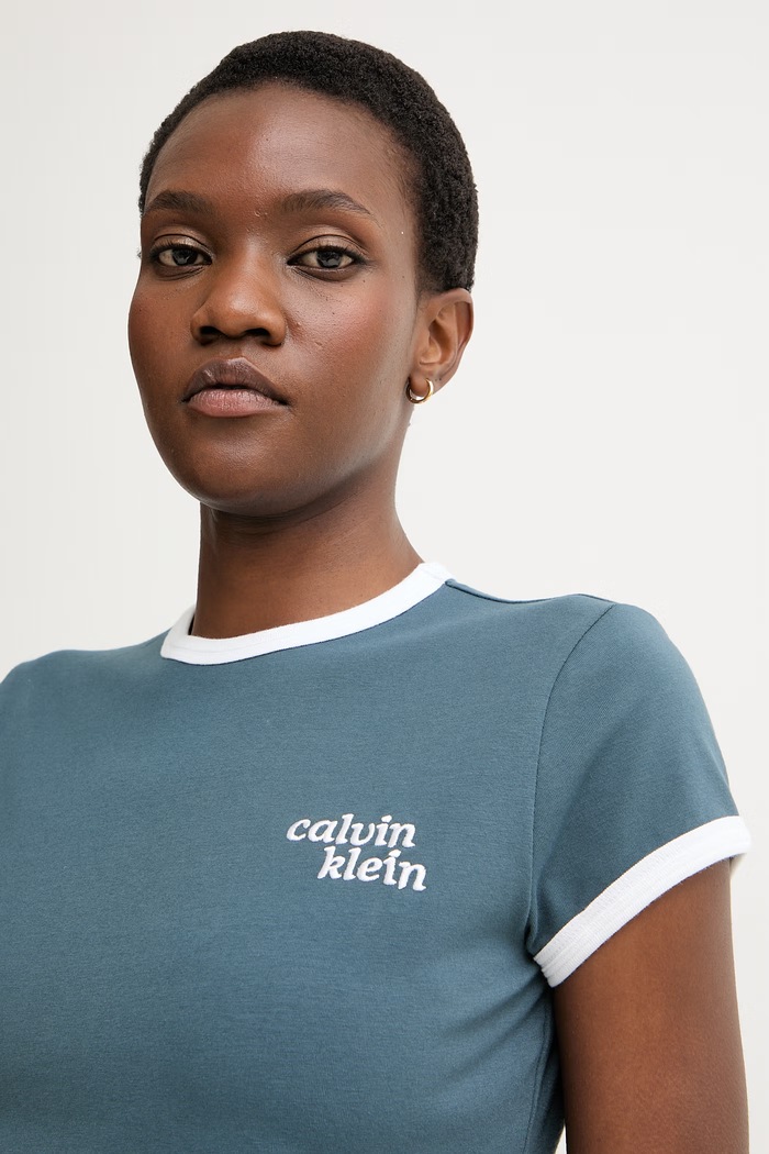 Calvin Klein Jeans t-shirt női pamut elasztánnal sötétkék LV047G803G