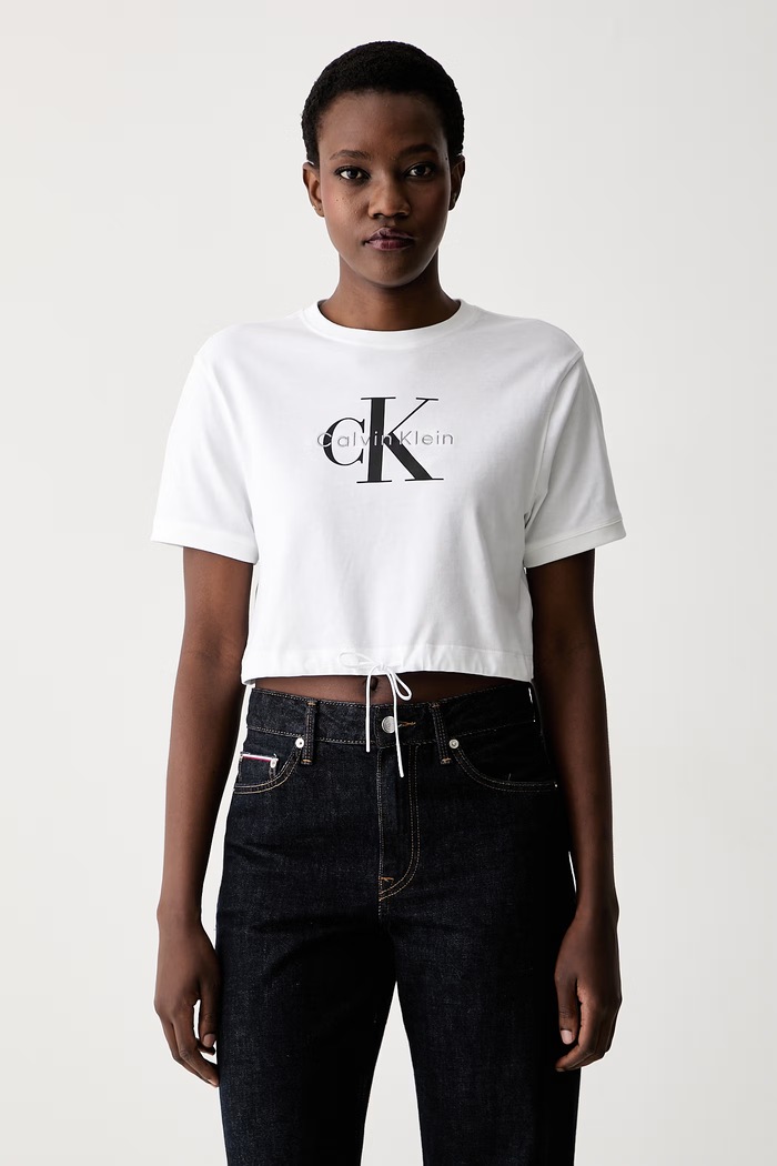 Calvin Klein Jeans kratka majica ženska bombažna bela LV047G288G