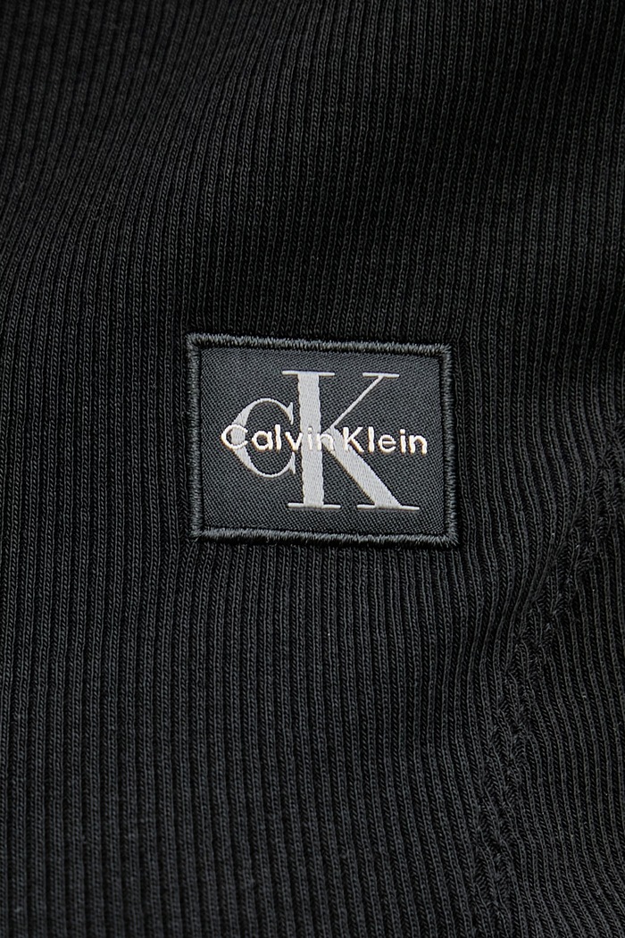 Calvin Klein Jeans crop top pentru femei, din bumbac cu elastan LV047G240G negru
