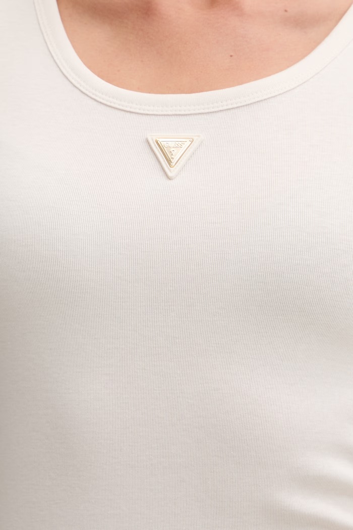 Guess top damski z bawełną OLYMPE V6YP09.K4312 beżowy