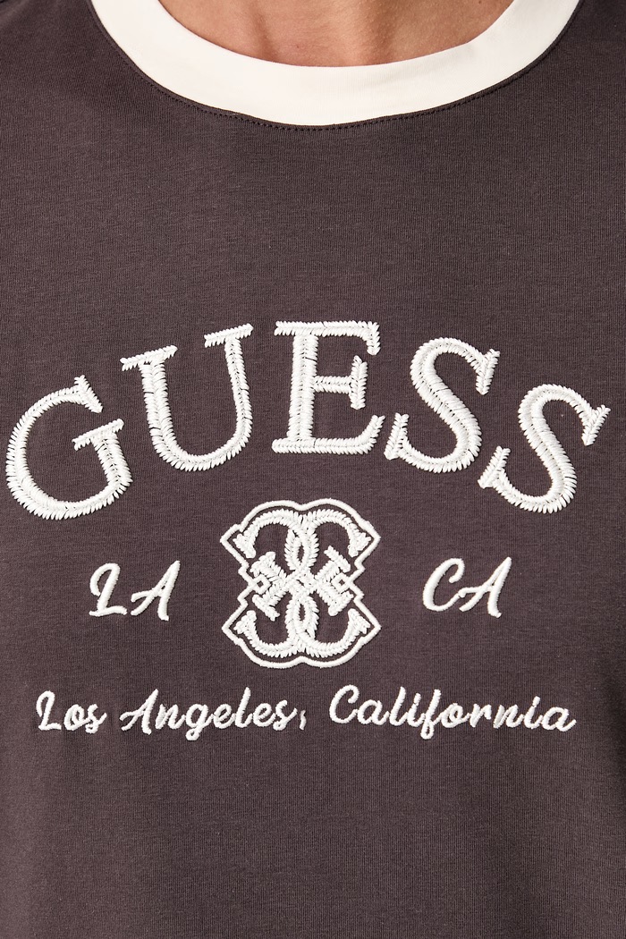 Guess T-shirt damski bawełniany z elastanem HOSHI V6YI18.K4320 brązowy