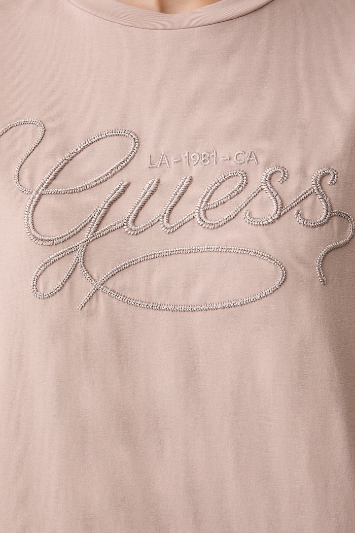 Guess T-shirt damski bawełniany SYRMA V6YI17.K4319 różowy