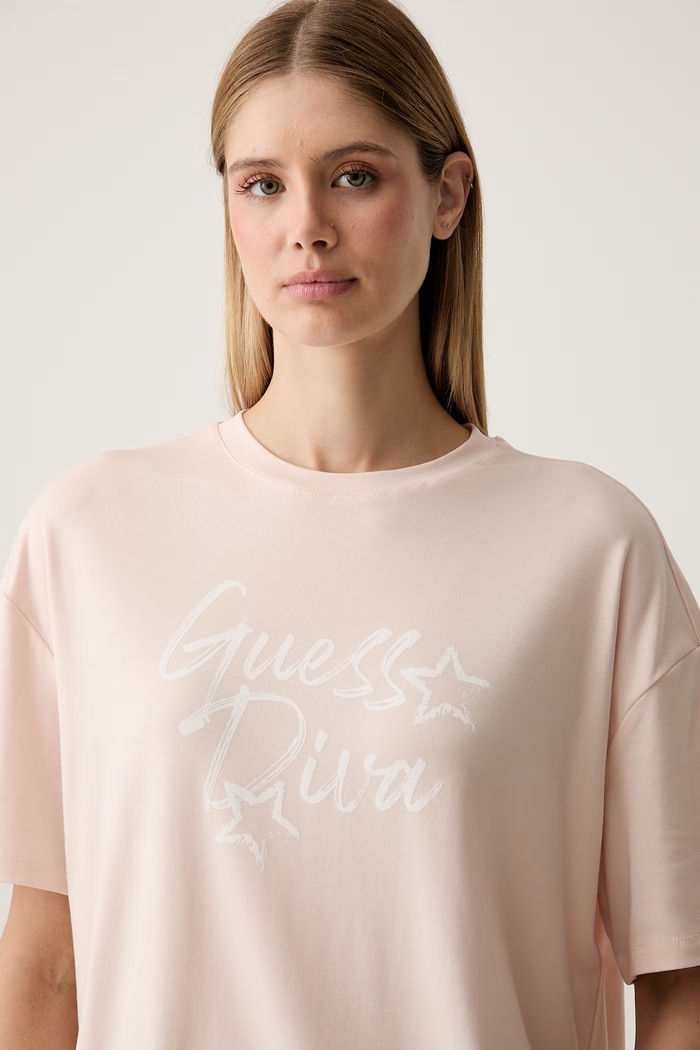 Guess t-shirt γυναικείο με lyocell LUNA ροζ V6YI07.K4688