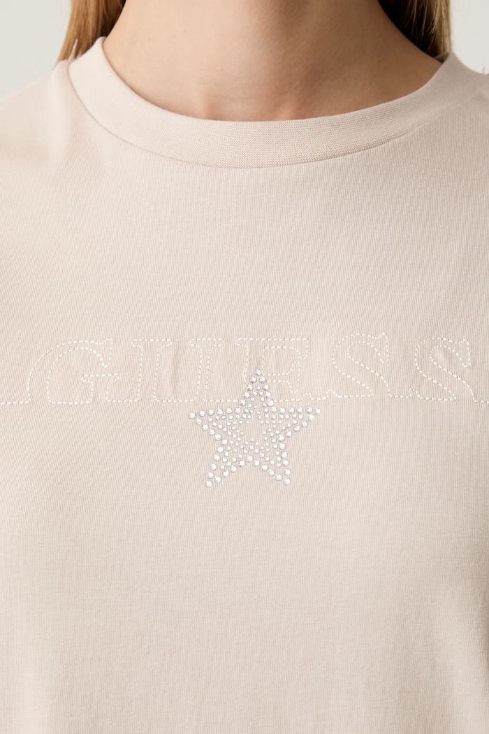 Guess t-shirt γυναικείο βαμβακερό AGENA V6YI05.K4272 μπεζ