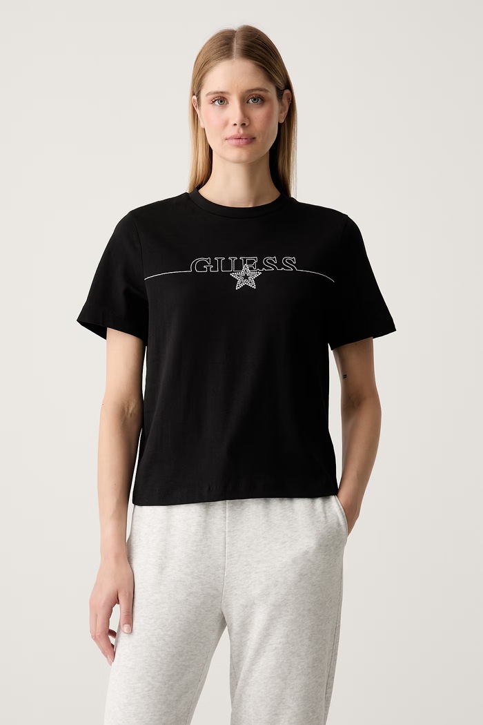 Guess t-shirt γυναικείο βαμβακερό AGENA μαύρο V6YI05.K4272
