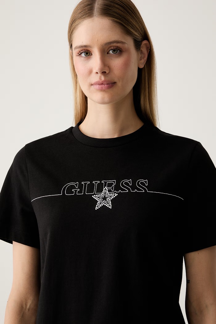 Guess t-shirt γυναικείο βαμβακερό AGENA μαύρο V6YI05.K4272