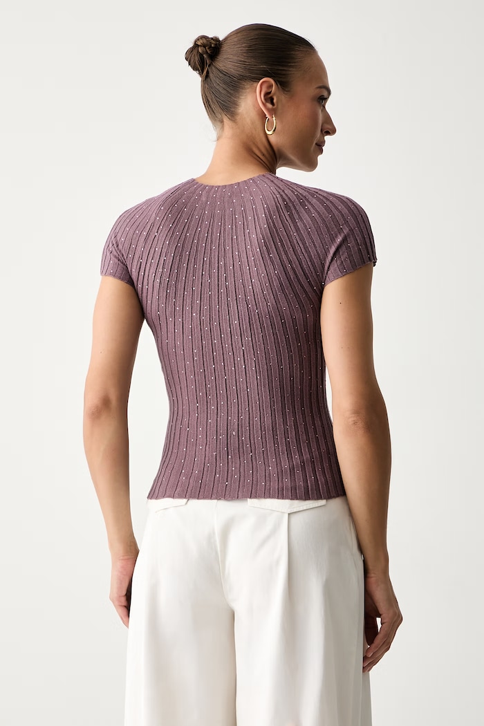 Odzież Guess T-shirt damski z wiskozą W6YR31.Z1023 fioletowy