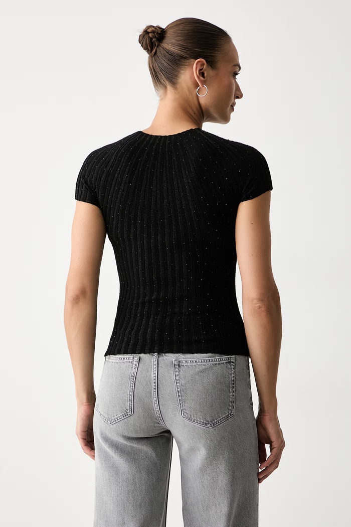 Ρούχα Guess t-shirt γυναικείο με βισκόζη W6YR31.Z1023 μαύρο