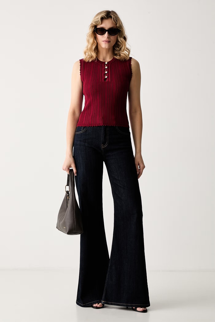Guess τοπ γυναικείο με βισκόζη CARMEN W6YR24.Z0970 κόκκινο AW26