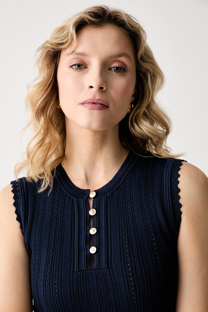 Guess top da donna con viscosa CARMEN blu navy W6YR24.Z0970