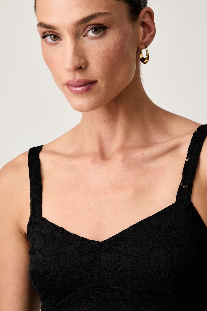 Guess bluza z naramnicami ženska čipkasta KATRINA črna W6YP36.K4405