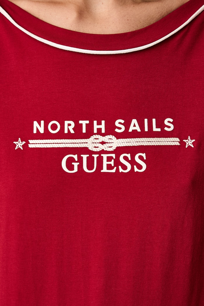 Guess kratka majica ženska bombažna z elastanom X NORTH SAILS W6YI58.K5317 rdeča