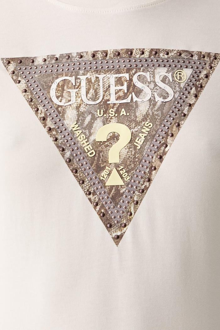 Guess тениска дамска от памук с еластан W6YI31.K4350 бежов