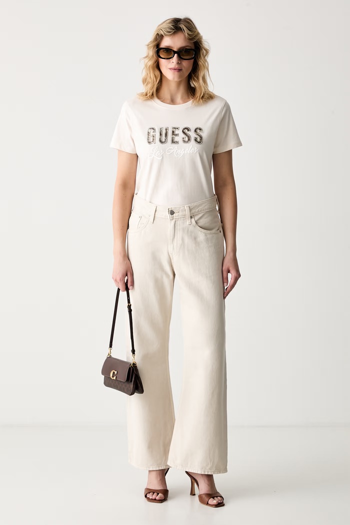 Guess T-shirt γυναικείο βαμβακερό W6YI30.K4349 μπεζ AW26