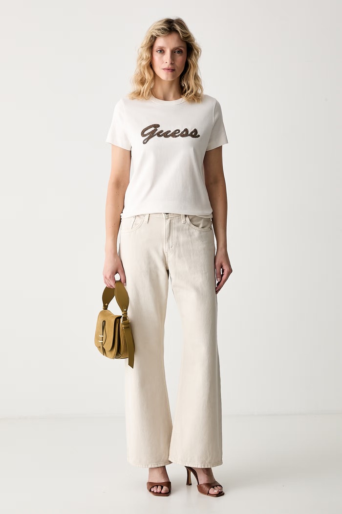Guess T-shirt γυναικείο βαμβακερό W6YI29.K4348 μπεζ AW26