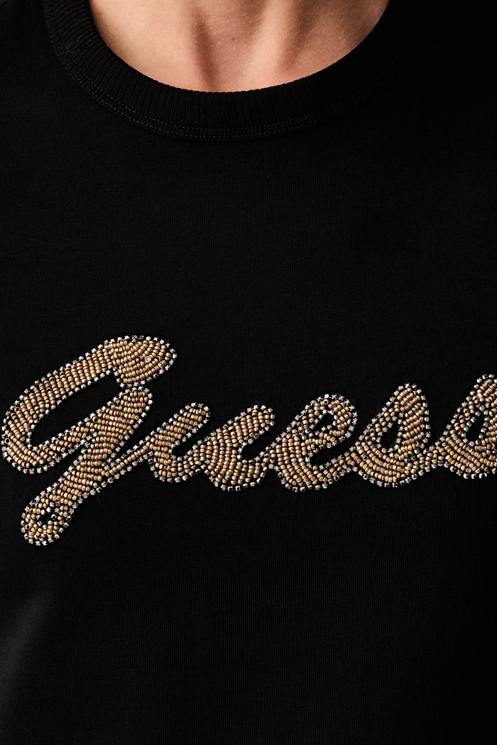 Guess T-shirt damski bawełniany W6YI29.K4348 czarny